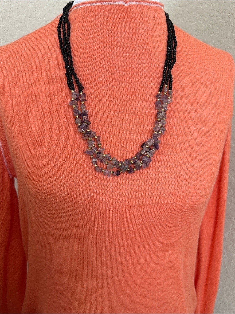 Onyx And Amethyst Necklace View 2